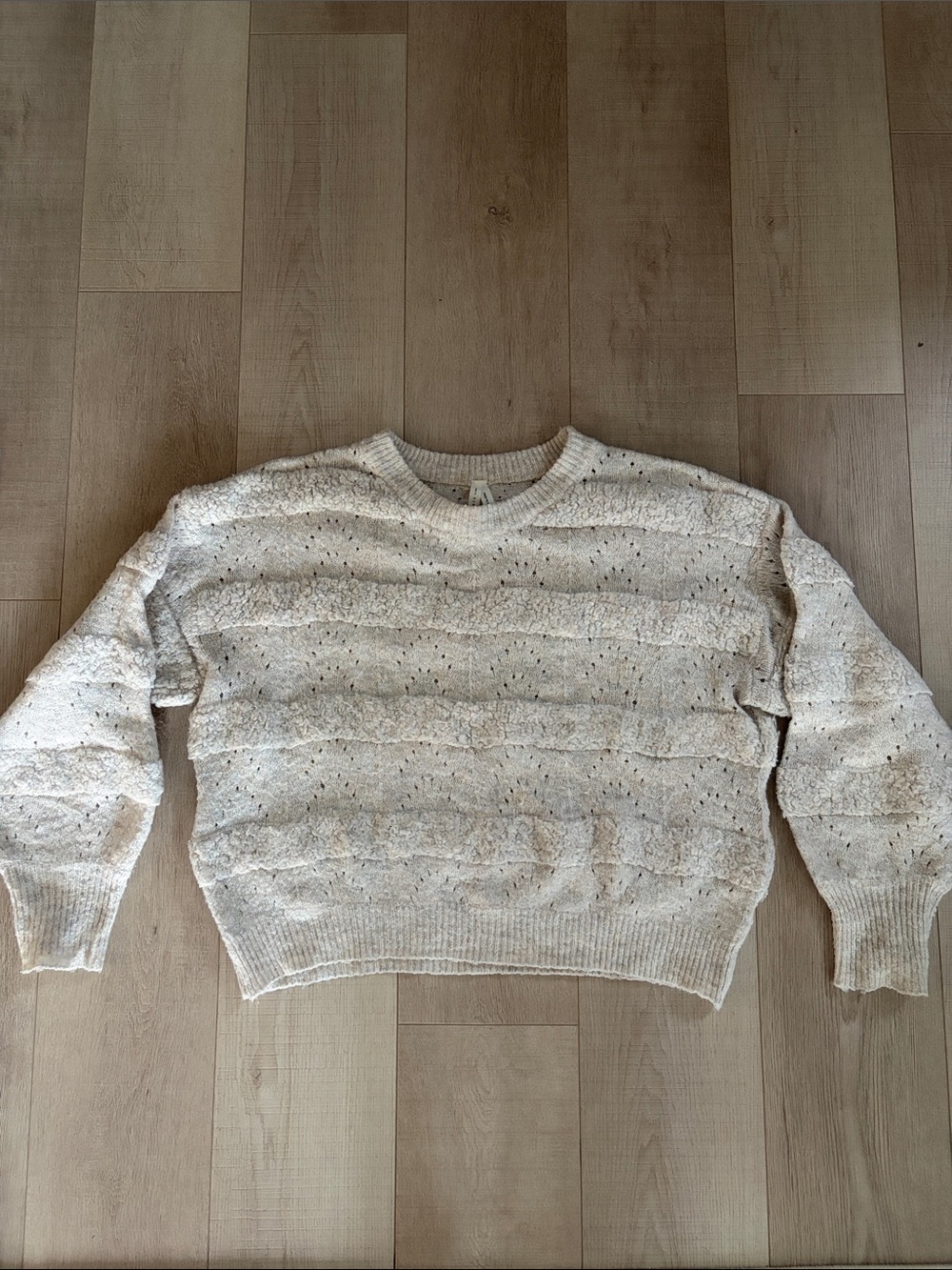 Cozy Cream Textured Crewneck Sweater